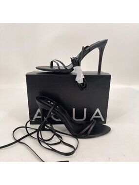 Aqua Women's Mena Ankle Tie High Heel Sandals Size 9.5 Black